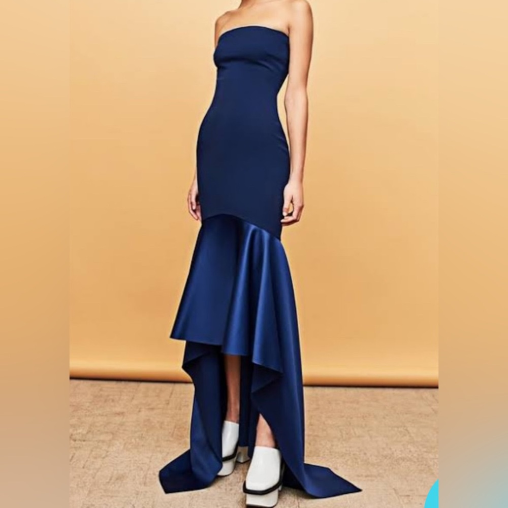 Solace London Strapless Kerama Navy Hi-Low Gown 2